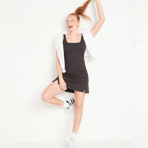 OLD NAVY *NAVY BLUE PowerSoft Sleeveless Shelf-Bra Support Dress NEVER BEEN WORN - Picture 2 of 5